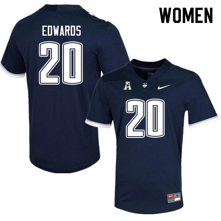 Women #20 Camryn Edwards Uconn Huskies College Football Jerseys Sale-Navy